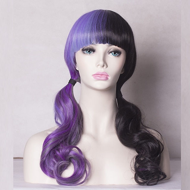 New Melanie Martinez Short Half Purple And Black Ombre Blue Heat Resistantsynthetic Wigs For Women Cosplay Long Wave Wigs Halloween 21 32 99