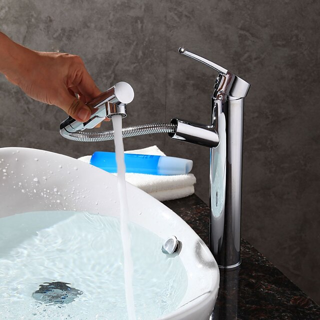  Baderom Sink Tappekran - Standard / Træk-udsprøjte Krom Centersat Enkelt Håndtak Et HullBath Taps / Messing
