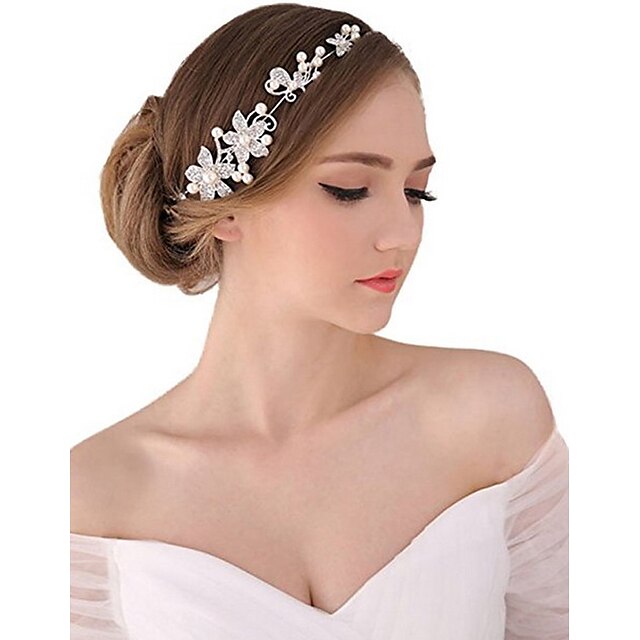  Pearl / Crystal / Fabric Crown Tiaras / Headbands / Flowers with 1 Piece Wedding / Special Occasion / Party / Evening Headpiece