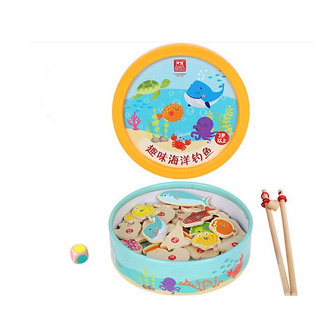  39 pcs Magnet Toy Fishing Toy Wooden Fish Cartoon Professional Novelty Kid's Adults' Boys' Girls' Toys Gifts