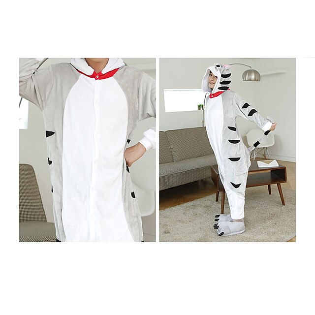 Toys & Hobbies Cosplay & Costumes | Adults Kigurumi Pajamas Cat Onesie Pajamas Flannel Fabric Gray Cosplay For Men and Women Ani