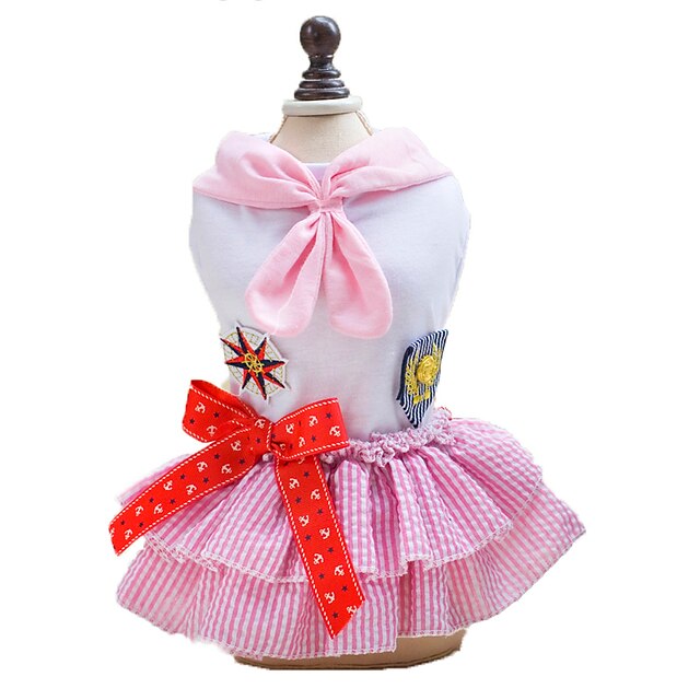  Dog Dress Sailor Classic Fashion Dog Clothes Puppy Clothes Dog Outfits Blue Pink Costume for Girl and Boy Dog Cotton XS S M L XL