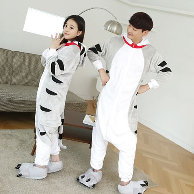 Toys & Hobbies Cosplay & Costumes | Adults Kigurumi Pajamas Cat Onesie Pajamas Flannel Fabric Gray Cosplay For Men and Women Ani