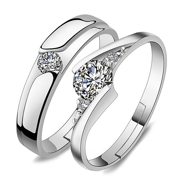  Couple Rings Party Silver Platinum Plated Stylish / Women's / Wedding / Special Occasion / Valentine