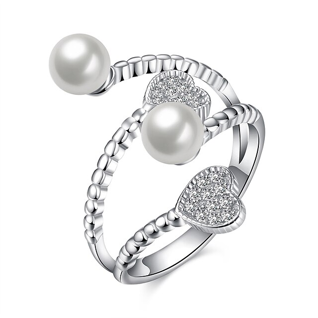  Women's Ring Silver Sterling Silver Imitation Pearl Zircon Stylish Wedding Party Special Occasion Party / Evening Daily Casual Costume