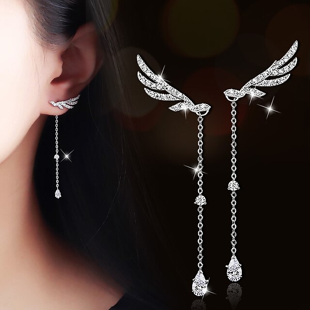  AAA Cubic Zirconia Drop Earrings Dangle Earrings Gold Plated Earrings Jewelry Champagne / Silver For Wedding Prom