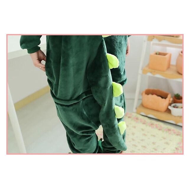 Toys & Hobbies Cosplay & Costumes | Adults Kigurumi Pajamas Dragon Dinosaur Onesie Pajamas Coral fleece Green Cosplay For Men an