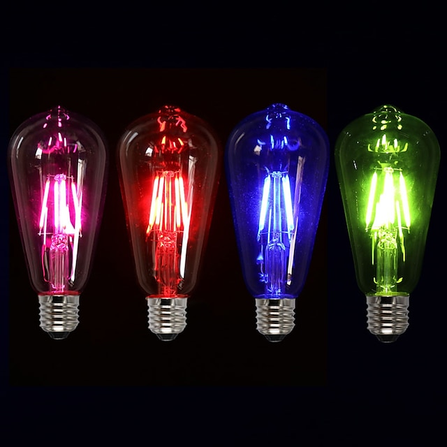  1pc 4 W LED Glühlampen 360 lm E26 / E27 ST64 4 LED-Perlen COB Dekorativ Rot Blau Grün 220-240 V / 1 Stück / RoHs