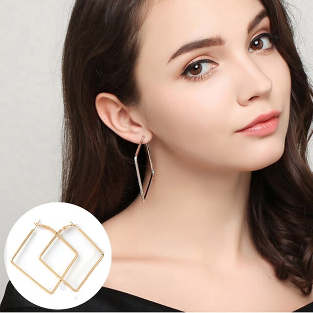  Women's Hoop Earrings Statement Ladies Basic Simple Style Earrings Jewelry Gold / Silver For Party Casual Daily