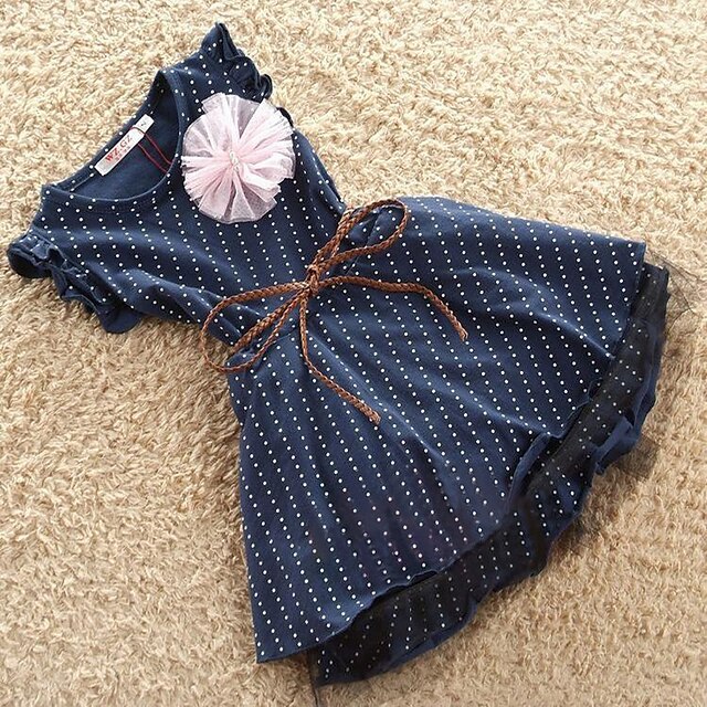  פעוטות תינוק קטן בנות שמלה מנוקד יומי כחול ים ללא שרוולים נקודה שמלות קיץ רגיל