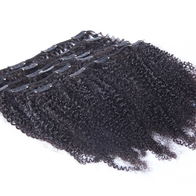  Premierwigs Clip In Human Hair Extensions Curly Afro Kinky Curly Remy Human Hair Brazilian Hair Natural Black
