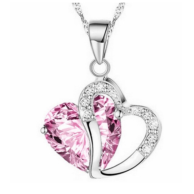  Women's Synthetic Diamond Pendant Necklace - Heart, Love Purple, Red, Pink Necklace Jewelry For Christmas Gifts, Party, Special Occasion / Birthday / Daily / Casual / Sports