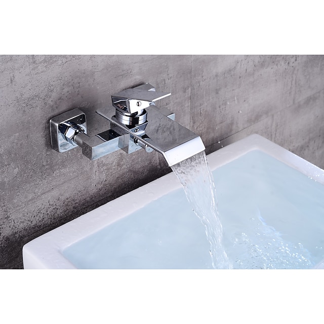  Grifo de bañera - Moderno Cromo Colocado en la Pared Válvula Cerámica Bath Shower Mixer Taps