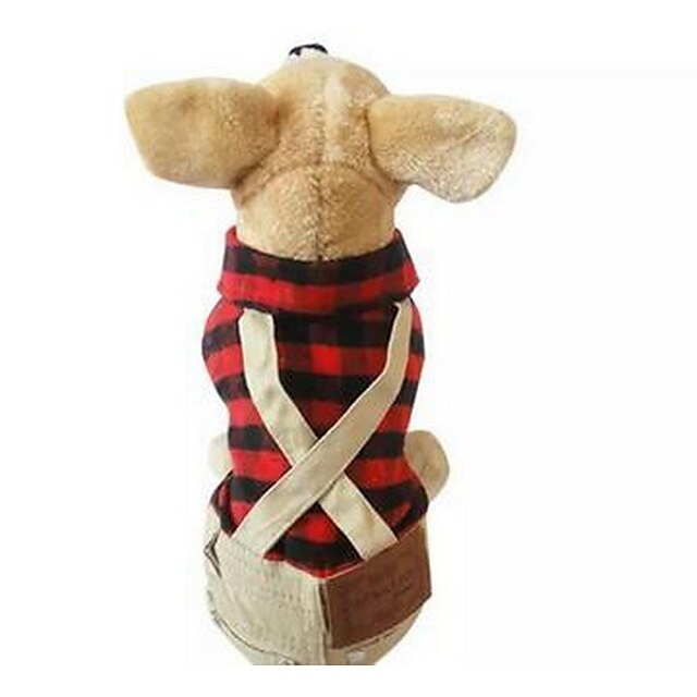  Cachorro Camiseta Xadrez Casual Fashion Roupas para Cães Roupas de cachorro Roupas de cachorro Vermelho Ocasiões Especiais para menina e menino cachorro Algodão XS S M L XL