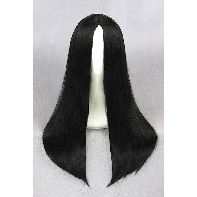  Perruque Synthétique / Perruques de Déguisement Droit Cheveux Synthétiques Noir Perruque Femme Moyen Sans bonnet Noir