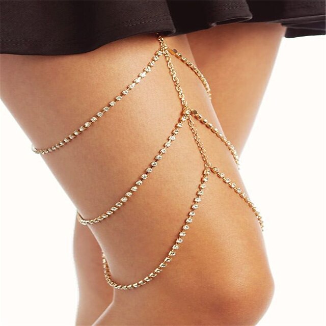  Leg Chain Ladies Fashion Women's Body Jewelry For Party Special Occasion Stacking Stackable Cubic Zirconia Rhinestone Silver Gold