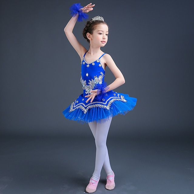 Kids' Dancewear Ballet Dancewear Pearls Splicing Paillette Girls' Performance Dress