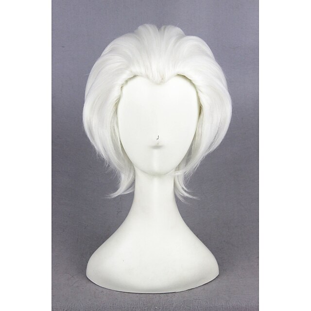  Perruque de cosplay Perruque Synthétique Perruques de Déguisement Droit Droite Perruque Court Blanche Cheveux Synthétiques Femme Blanc