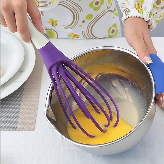  1Pcs Rotatable Mixer 2In1 Rotatable Egg Beaters Food-Grade Pp Whisk Cook Tools Kitchen Blender Detachable Washable Egg Mixer Random Color