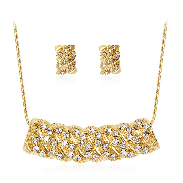  Women's Jewelry Set Fashion Classic Rhinestone Gold Plated Earrings Jewelry Gold For Party Gift Daily Office & Career