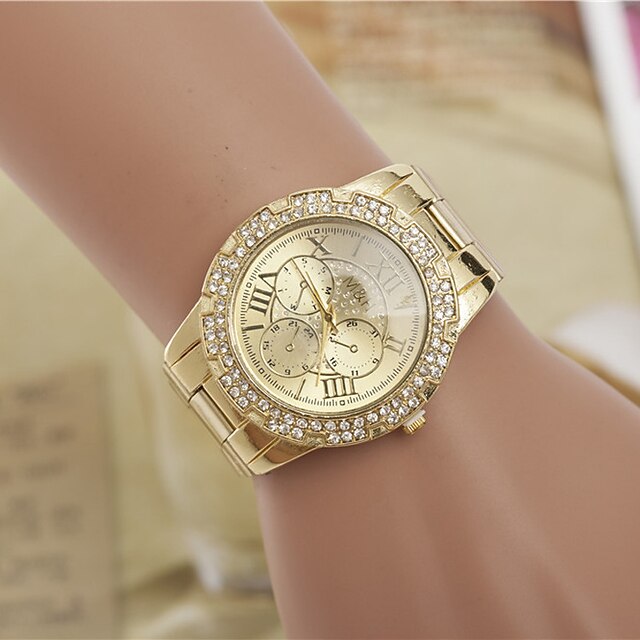  Damen Armbanduhr Quartz Designer Imitation Diamant schweizerisch Legierung Band Analog Modisch Elegant Simulierte Diamant-Uhr Silber / Gold - Golden