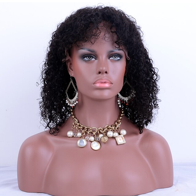  Human Hair Glueless Lace Front Lace Front Wig Peruvian Hair Kinky Curly Wig 130% Density with Baby Hair Natural Hairline African American Wig 100% Hand Tied Women's Short Medium Length Long Human