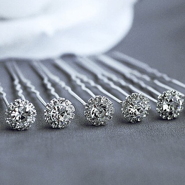  Cubic Zirconia Headwear / Hair Tool / Hair Stick with Floral 10pcs Wedding / Special Occasion / Casual Headpiece / Hair Pin