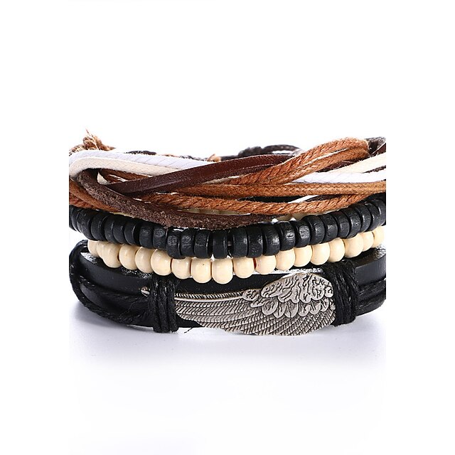  Voor heren Dames Lederen armbanden Touw geweven Punk Leder Armband sieraden Zwart Voor Lahja mielitietty