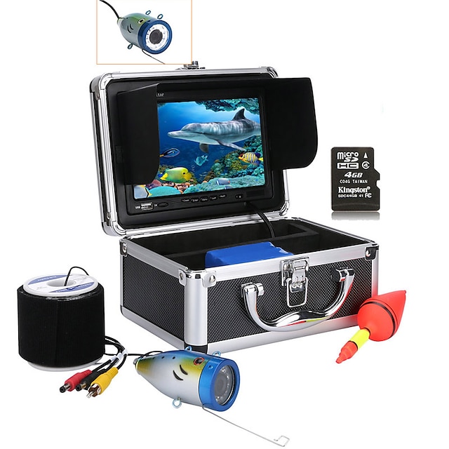  MOUNTAINONE 30M 7'' Color Digital LCD 1000TVL HD DVR Recorder IP68 Waterproof Underwater Fishing Camera CMOS 4400mAh Battery Monitoring Depth 30m