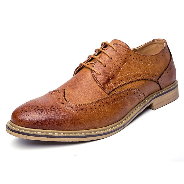  Homme Chaussures Cuir Printemps Automne Confort chaussures Bullock Oxfords Marche Lacet pour Décontracté Bureau et carrière Soirée &