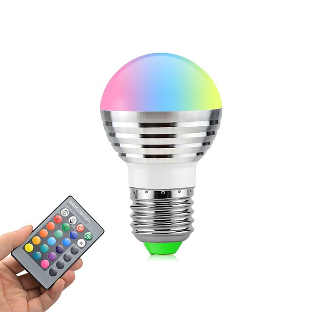  3 W 270 lm E26 / E27 LED-bollampen Roteerbaar 1 LED-kralen Krachtige LED Dimbaar / Op afstand bedienbaar RGB 85-265 V / 1 stuks