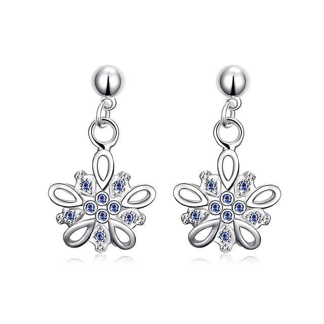  Per donna Da ragazza Cristallo Orecchini a goccia Floreale Fiore decorativo Con fiocchi Lacrime Donne Pendente Argento placcato Orecchini Gioielli Bianco trasparente / Viola / Blu Per Matrimonio