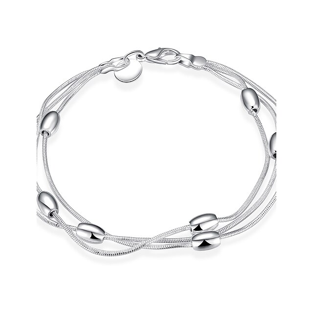  Women's Chain Bracelet Ball DIY Silver Plated Bracelet Jewelry Silver For Christmas Gifts Wedding Party Special Occasion Anniversary Birthday