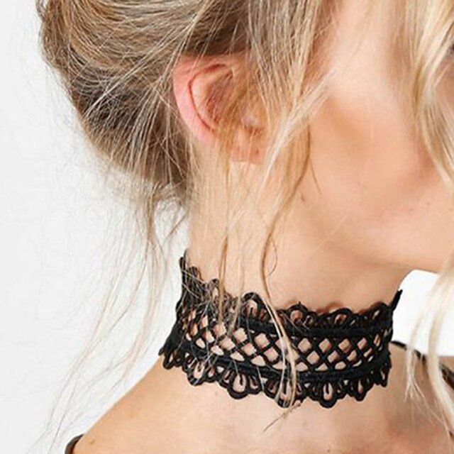  Women's Choker Necklace Lace Flower Ladies Unique Design Basic Fashion White Black Necklace Jewelry For Wedding Party Special Occasion Birthday Engagement Daily