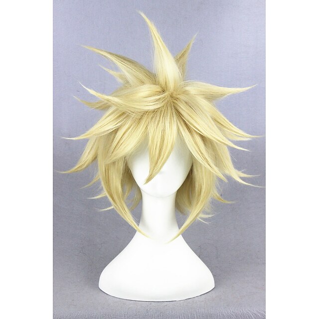  Synthetic Wig Cosplay Wig Straight Straight Wig Blonde Short Golden Blonde Synthetic Hair Women‘s Blonde