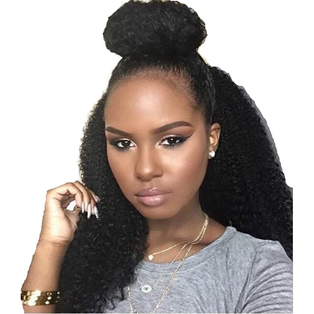  Human Hair Full Lace Wig Kinky Curly Density 100% Hand Tied African American Wig Natural Hairline Short Medium Long Women's Human Hair