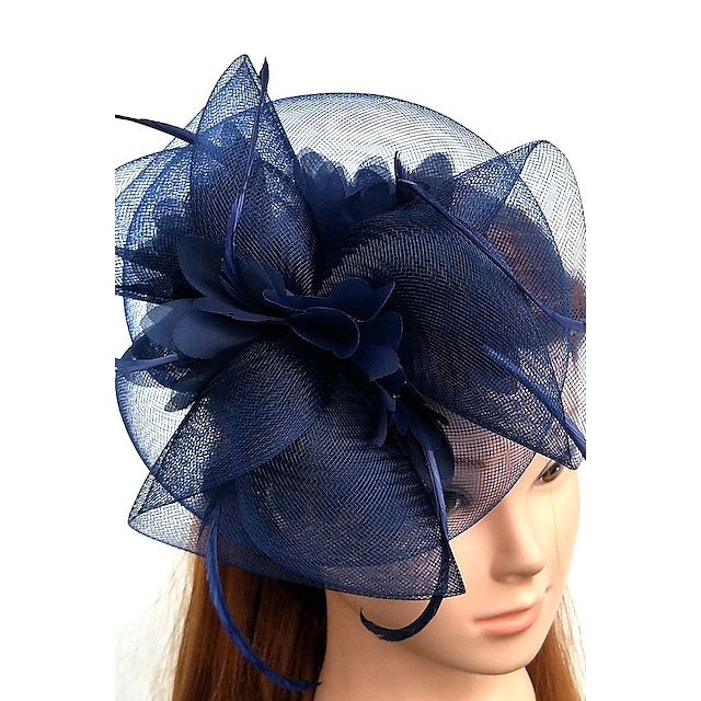  Tocados de tul/pluma/red sombrero derby de Kentucky/tocado con flores 1 pieza boda/ocasión especial/tocado de carrera de caballos