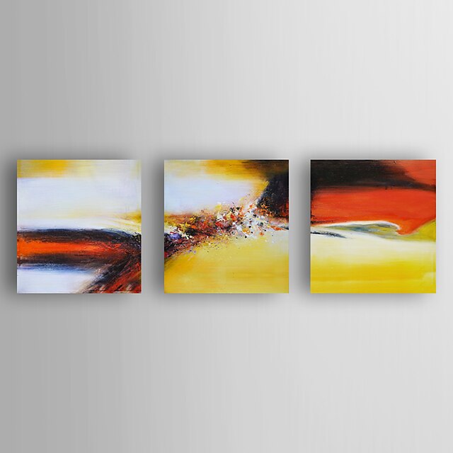  Pintura al óleo pintada a colgar Pintada a mano - Abstracto Modern Incluir marco interior / Tres Paneles / Lona ajustada