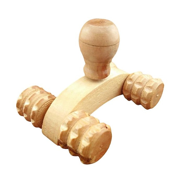  1pcs de madera de cuerpo completo de cuatro ruedas de madera coche rodillo relajante herramienta de masaje de la mano