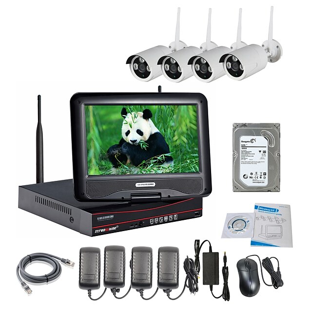  strongshine® bezdrátová ip kamera s 960p infračervenou vodotěsnou a nvr 10,1 palcový lcd 2tb hdd sledovací soupravy