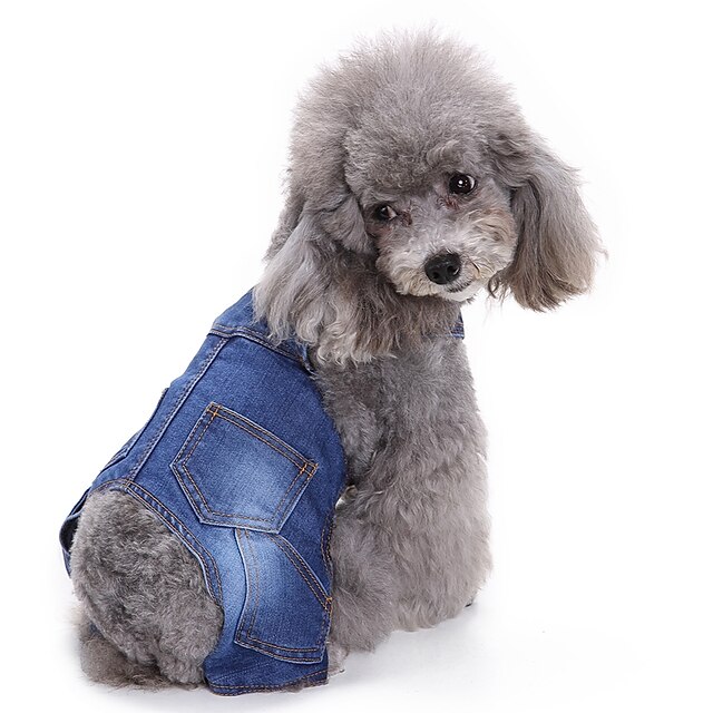  Kat Hond Jumpsuits Hondenkleding Brits Blauw Denim Kostuum Voor Lente & Herfst Winter Heren Dames Cowboy Casual / Dagelijks Modieus