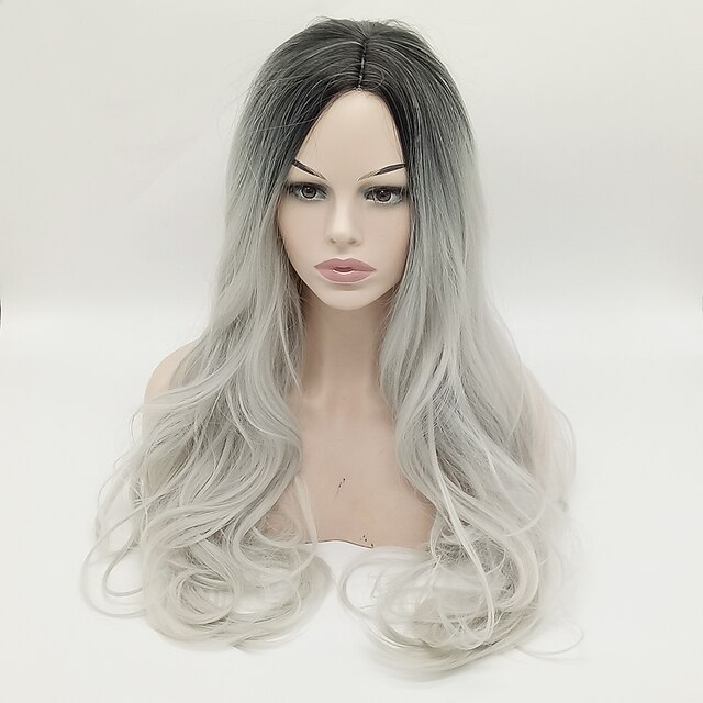  Synthetic Wig Wavy Middle Part Synthetic Hair Heat Resistant / For Black Women Gray Wig Women's Long Capless