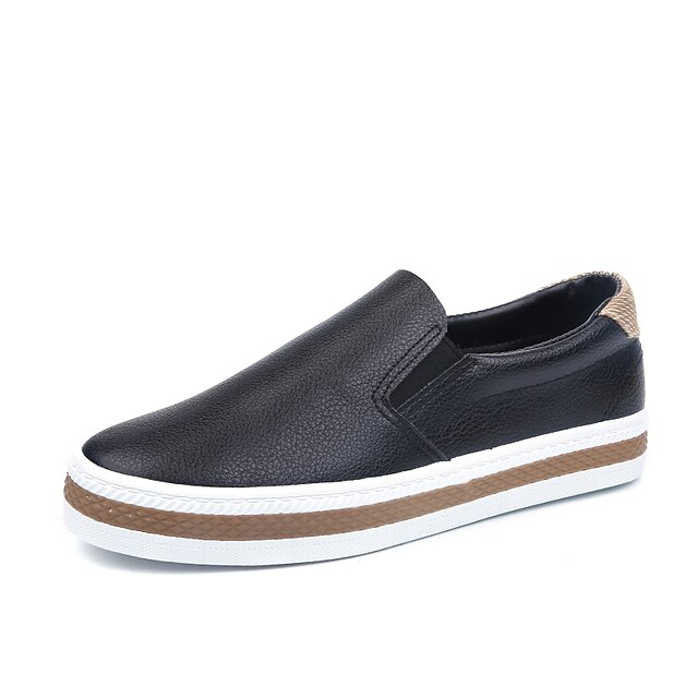  Women's Shoes Canvas Spring Comfort Loafers & Slip-Ons Flat Heel White / Black