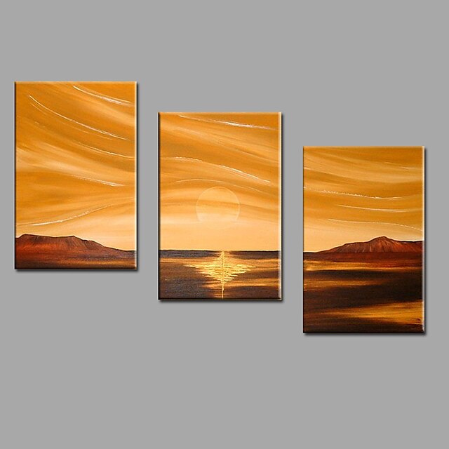  Oil Painting Hand Painted - Abstract / Landscape Classic / Modern Canvas / Three Panels