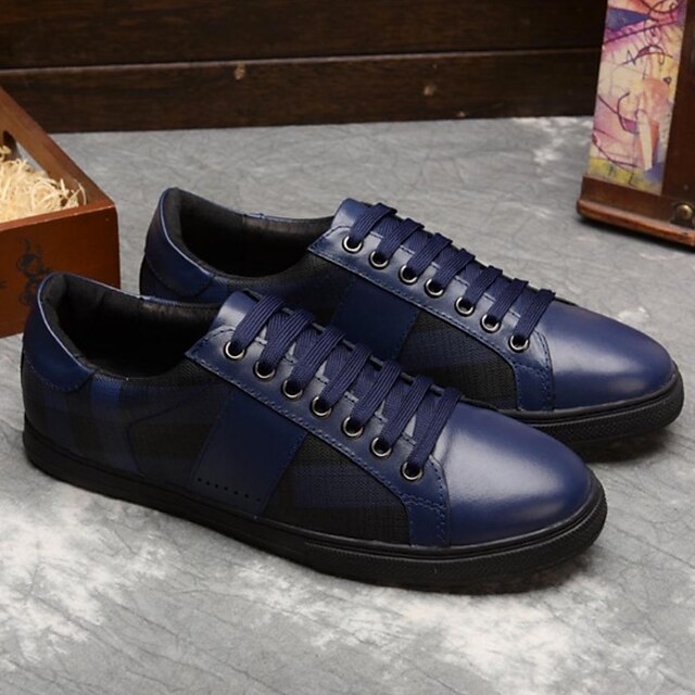  Men's Cowhide Spring / Fall Comfort Sneakers Black / Blue