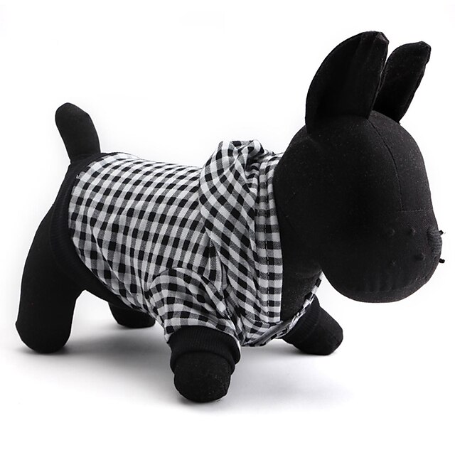  Kat Hond Hoodies Geruit Hondenkleding Puppy kleding Hondenoutfits Ademend Zwart Kostuum voor Girl and Boy Dog Katoen XS S M L