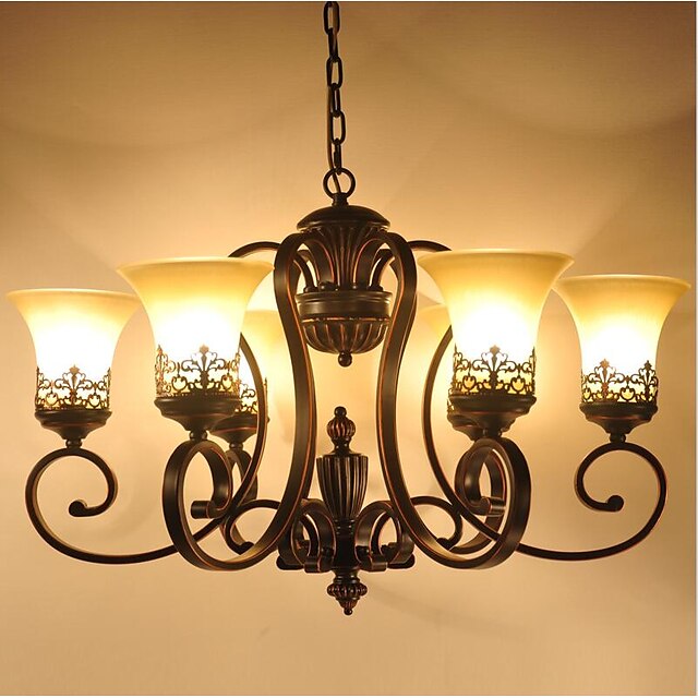  6-Light Mini Style Chandelier Metal Glass Painted Finishes Rustic / Lodge 110-120V 220-240V