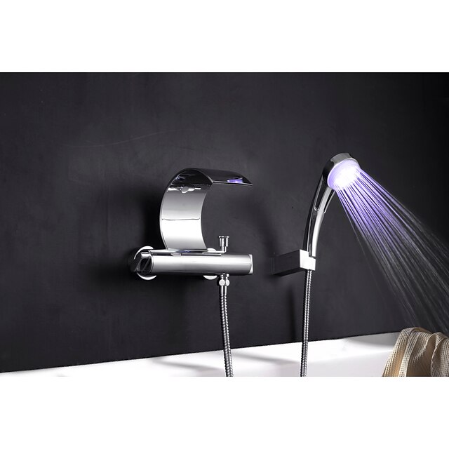  Badkraan - Waterherfst Inclusief handdouche Met uitneembare spray Chroom Bad en douche Twee Gaten Single Handle twee gaten