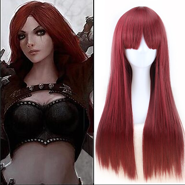  Synthetic Wig Cosplay Wig Straight Straight Wig Long Very Long Red Synthetic Hair Women's Red