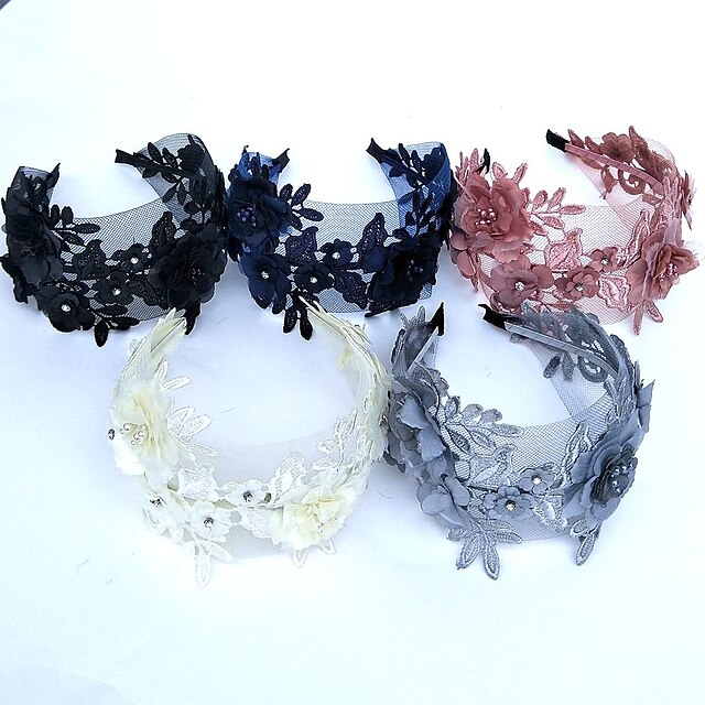  Lace / Rhinestone Headbands / Flowers / Headwear with Floral 1pc Wedding / Special Occasion Headpiece